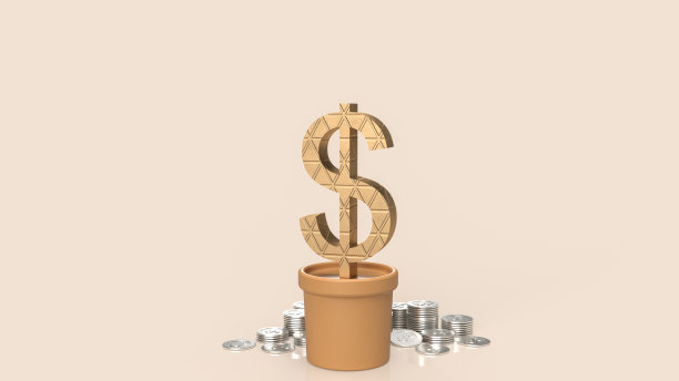 金元符号在工厂的商业概念3d渲染图片下载