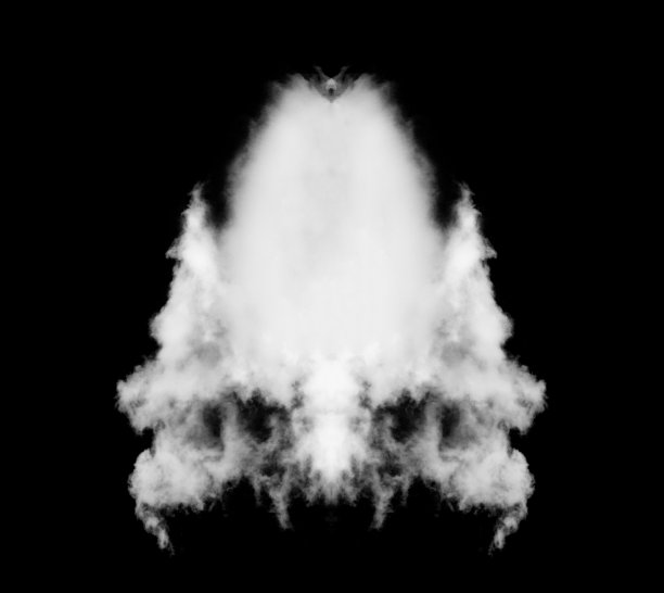 云隔离在黑色背景，纹理烟，刷云，抽象黑色图片下载