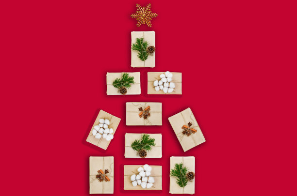 用零废物做成的圣诞树礼物图片下载