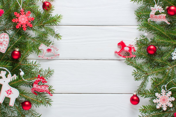 新年快乐，圣诞快乐。复制空间。平放位置，俯视图。图片下载