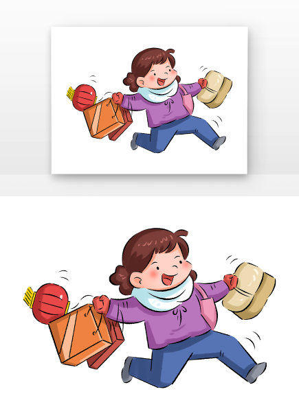 年货节买年货可爱人物图片下载