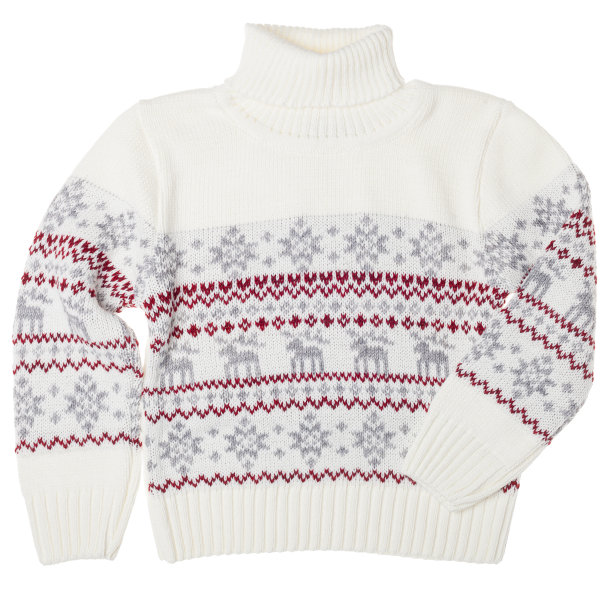 孩子们温暖的圣诞高领毛衣白色背景图片下载