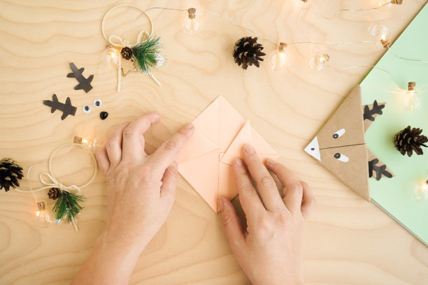 7 .折纸。一步一步的照片指导如何用你自己的手在纸上制作一只鹿的形式的书签。和孩子们一起做简单的手工。图片下载