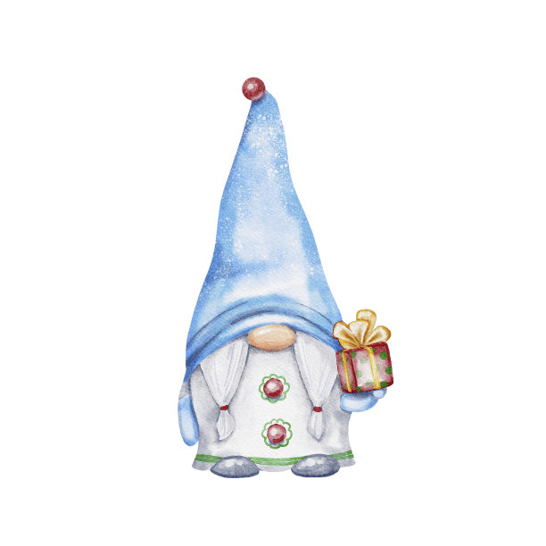可爱的圣诞侏儒和礼物。有趣的卡通人物。水彩手绘插图。新年假期设计卡片，邀请，剪贴簿图片下载