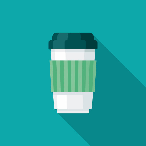 咖啡平面设计冬季图标与侧影图片下载