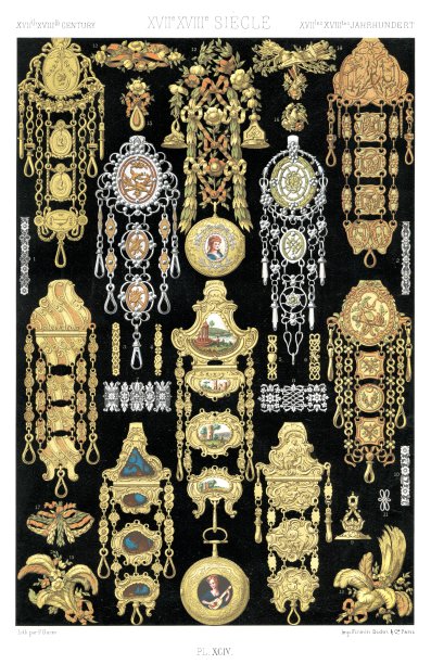 18世纪-金匠的作品和珠宝(19个图案)，彩色饰品1885。图片下载
