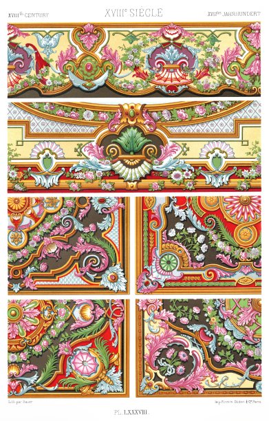 18世纪-挂毯(6种图案)，彩色装饰1885。图片下载
