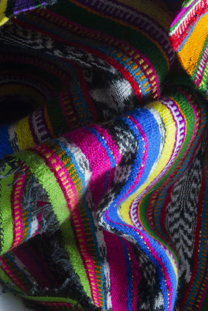 危地马拉玛雅印第安人手工纺织的细节，五颜六色的棉花，祖先的宇宙论。图片下载