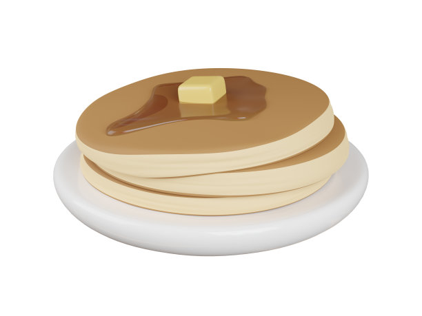 3d渲染薄饼在盘子上图片下载