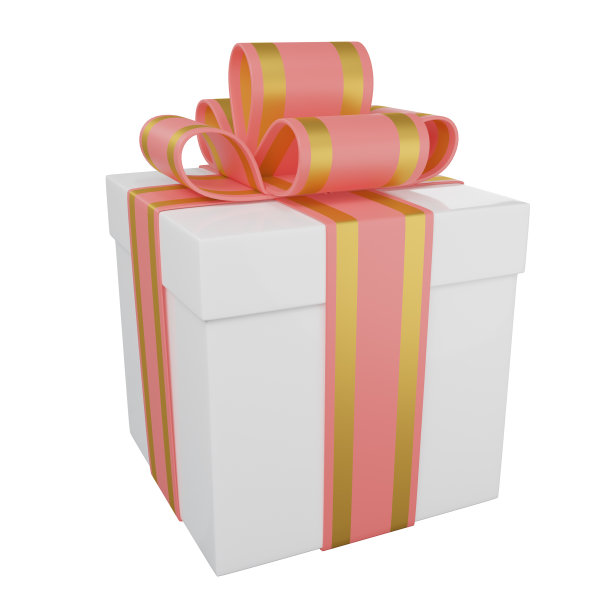 3D渲染白色礼物和丝带粉红色图片下载