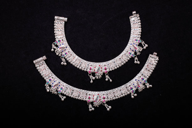 传统的印度银脚环非常有用的珠宝工作，印刷和网站。图片下载