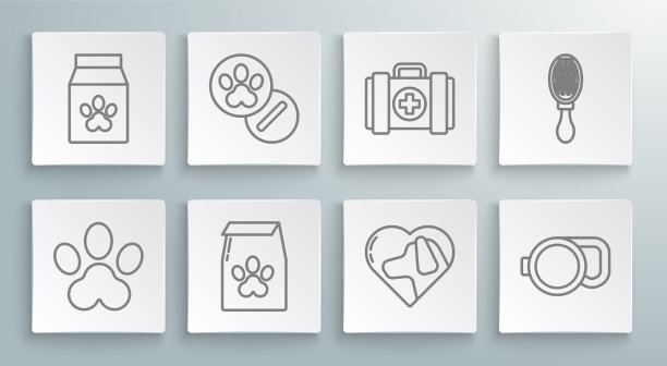 套线爪印狗和药丸袋的食物图片下载