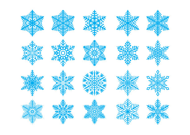 白色背景上的圣诞蓝色雪花。图片下载