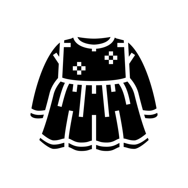 衣服女孩婴儿布雕文图标矢量插图图片下载