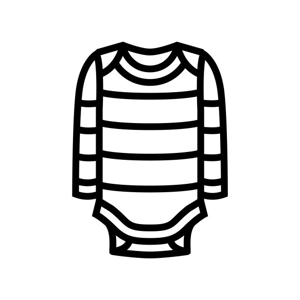 紧身衣长袖婴儿布线图标矢量插图图片下载