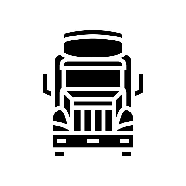 卡车运输车辆字形图标矢量插图图片下载