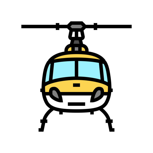直升机运输车辆颜色图标矢量插图图片下载
