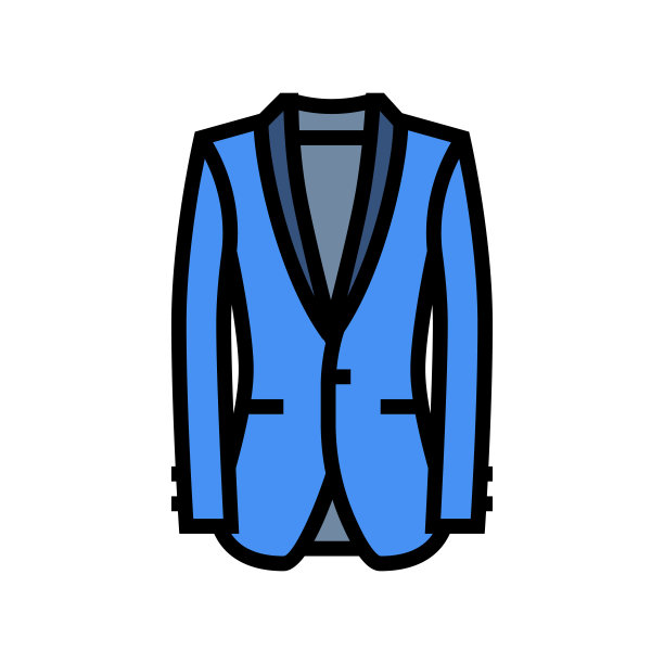 燕尾服外套男性颜色图标矢量插图图片下载