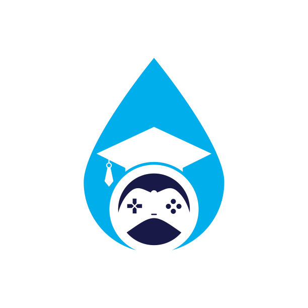 游戏教育掉落形状概念矢量标志设计。图片下载