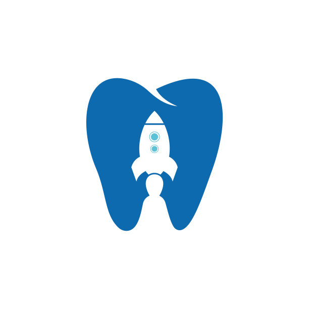 火箭牙科标志。牙齿和火箭的标志组合。图片下载
