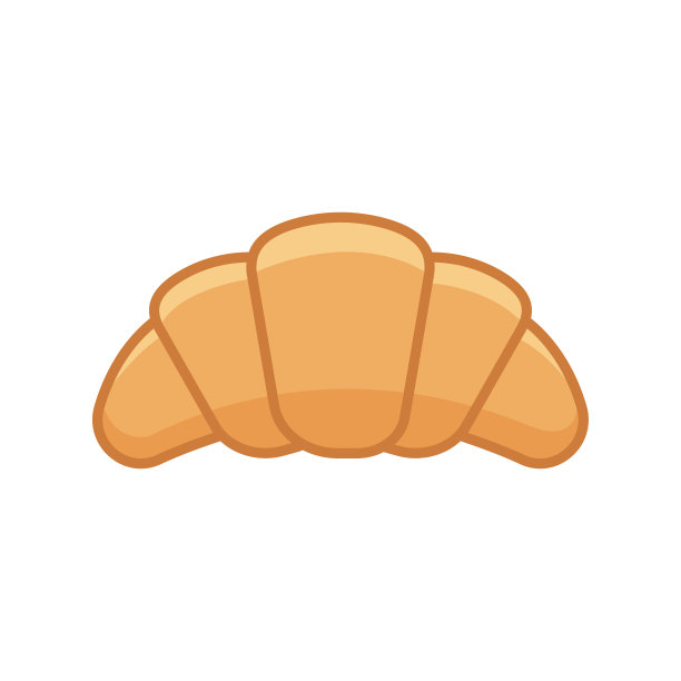 羊角面包图标矢量设计模板在白色背景图片下载