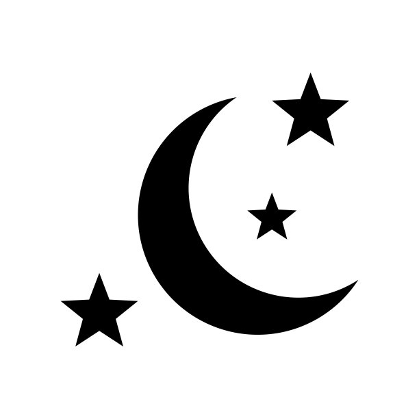 夜晚图标矢量设计模板在白色背景图片下载
