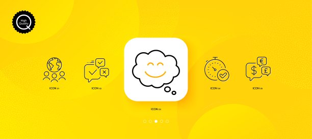 全球商业、微笑聊天和货币最小线图标矢量图图片下载