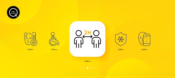 清洁皮肤、发烧和残疾极简线性图标矢量素材图片下载