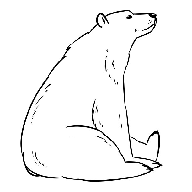 北极熊直线艺术矢量图标。白熊冬季漫画风格的形象。手绘孤立线艺术图像的印刷品，设计，卡片。网络,手机图片下载