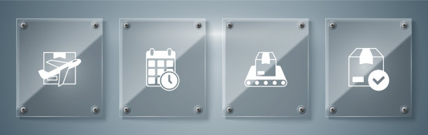 设置包装盒与检查标志传送带图片下载