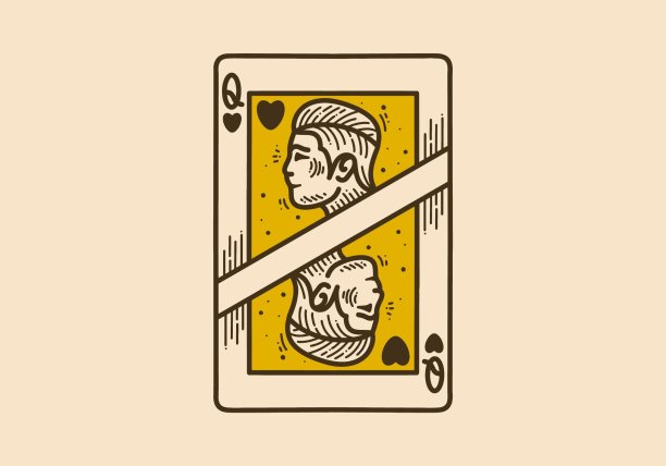 古艺术插图的人的头在卡片形状图片下载