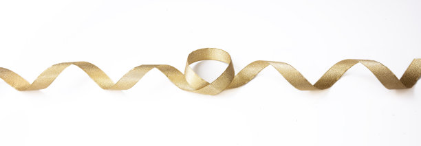 金色缎带孤立在白色，旗帜。圣诞装饰,图片下载