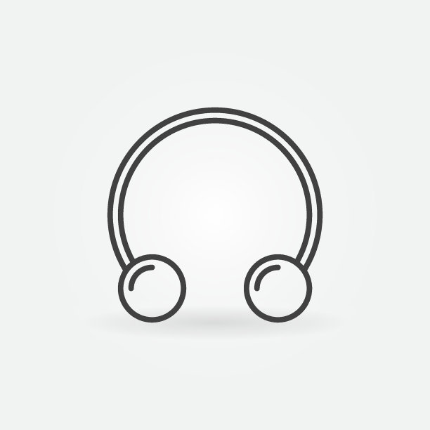 圆形杠铃马蹄形轮廓图标。矢量穿刺环标志图片下载