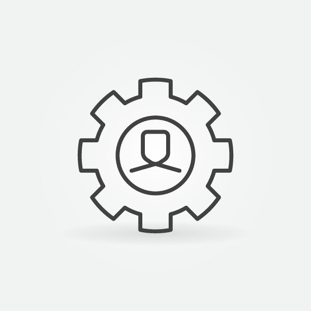 男人在齿轮线图标图片下载