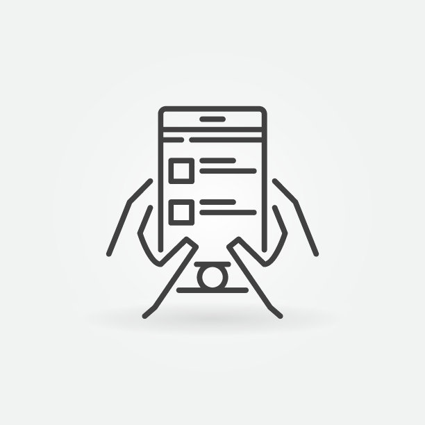 智能手机矢量线性图标在线调查和清单图片下载