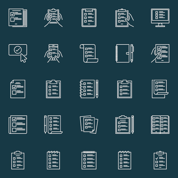 检查表矢量轮廓图标。检查清单和要做清单的标志图片下载