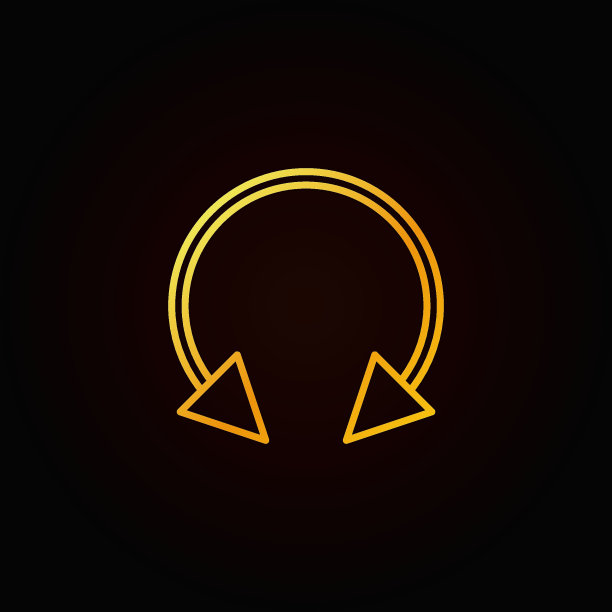 钉圆形杠铃耳环金色图标-矢量符号图片下载