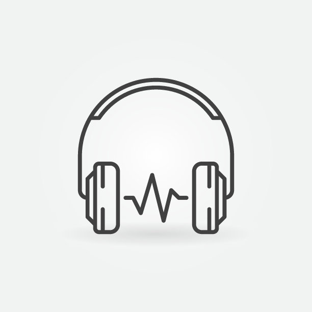 带声波矢量轮廓图标的耳塞式耳机图片下载