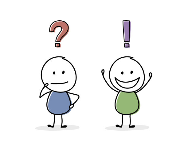 带问号和感叹号的贴纸。向量图片下载