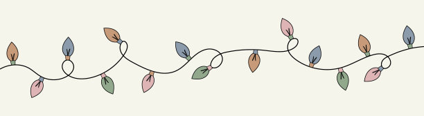 带有手绘灯的圣诞横幅。向量图片下载