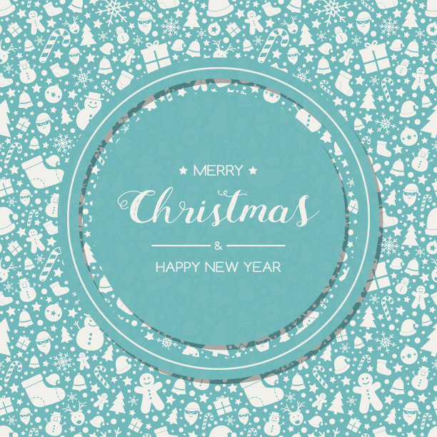 带有问候和装饰的简单圣诞卡。向量图片下载