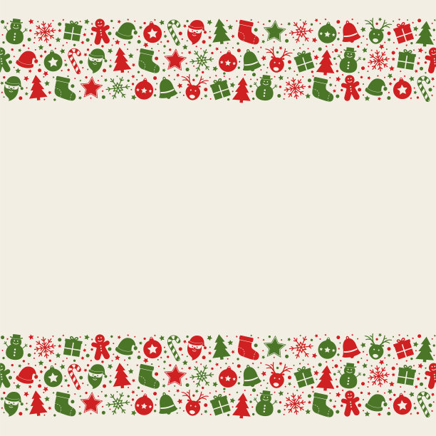 圣诞装饰。背景上的圣诞图标与copyspace。向量图片下载