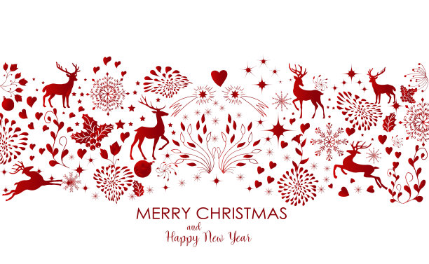 新年和圣诞节背景与节日元素图片下载