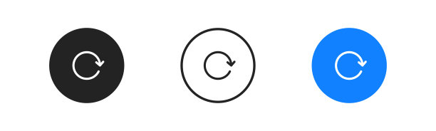 刷新白色背景上的页面图标。重新加载网页箭头中的蓝色圆圈。Ui界面。重置，重复符号。平面设计。图片下载