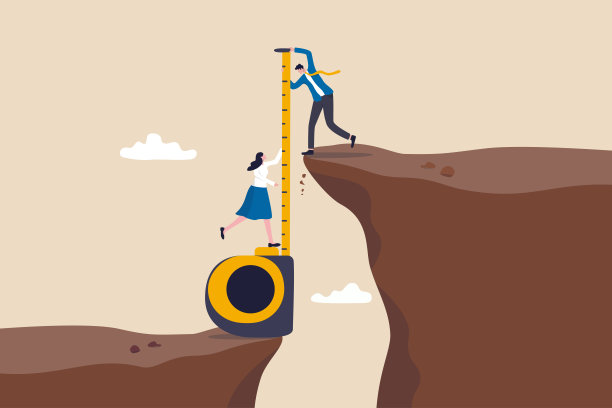 差距分析，衡量达到目标的资源和战略，对比当前状态，挑战和克服的障碍，成功理念，衡量企业人之间的差距悬崖。图片下载