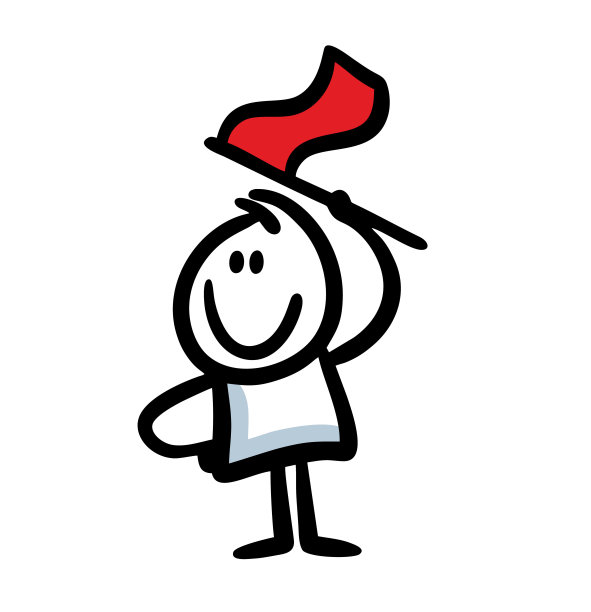 可爱的小男孩和红旗的简笔画。图片下载