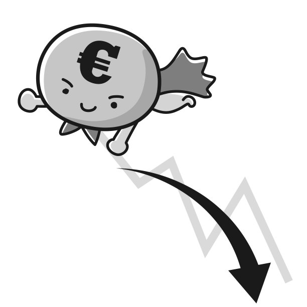 欧元(€)英雄角色和降序图(黑白)图片下载