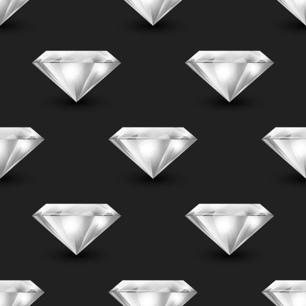 矢量无缝模式与3d逼真的宝石，水晶，黑色水钻。Jewerly概念。设计模板。宝石，水晶，水钻或宝石，顶视图图片下载