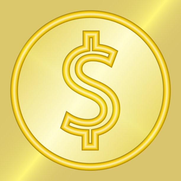 黄金美元符号3D图标图片下载