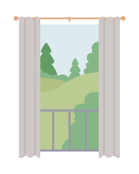 夏季森林视图半平面颜色矢量对象图片下载